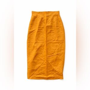 Yellow linen pencil skirt